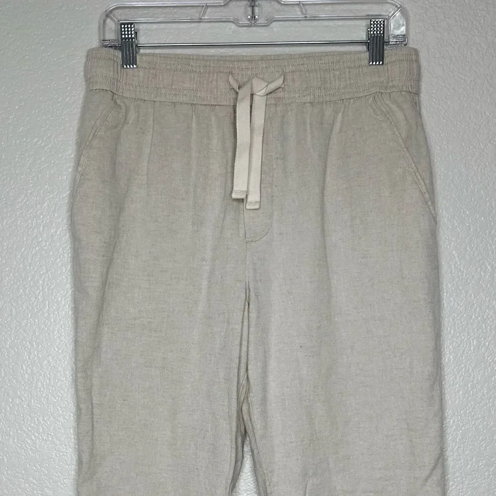 NWOT Zara Linen Blend Cream Pull On Women’s Pants, Sz Medium